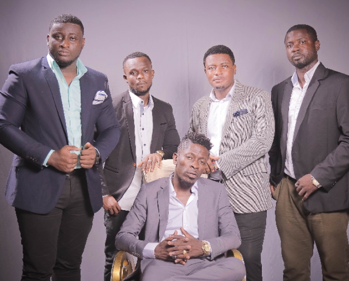 From left: Julio, Dodzi, Chris and William with Shatta seated 